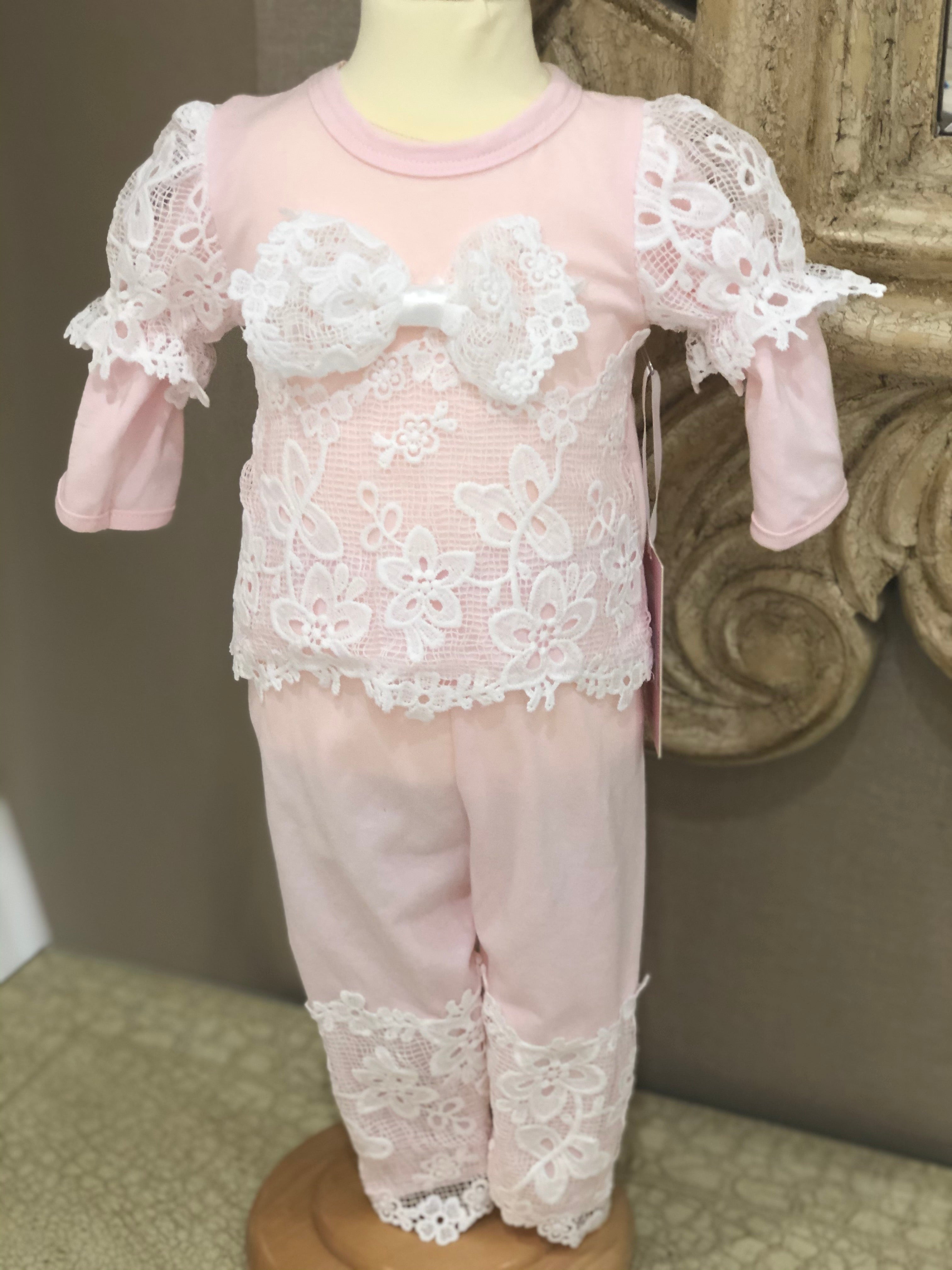 Pink and Ivory Layette Set